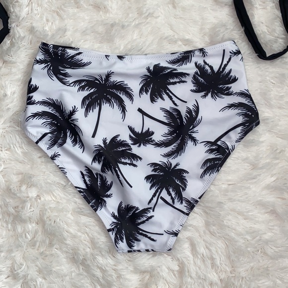 Women Vintage Swimsuit Two Piece Retro Halter Ruched High Waist Bikini XS - Picture 6 of 7